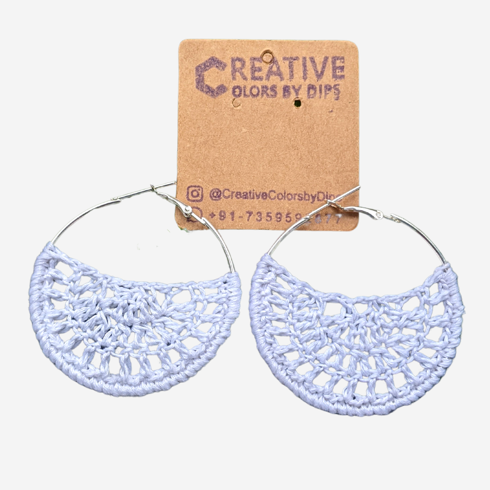 Cookie White Crochet Big Hoop Earrings