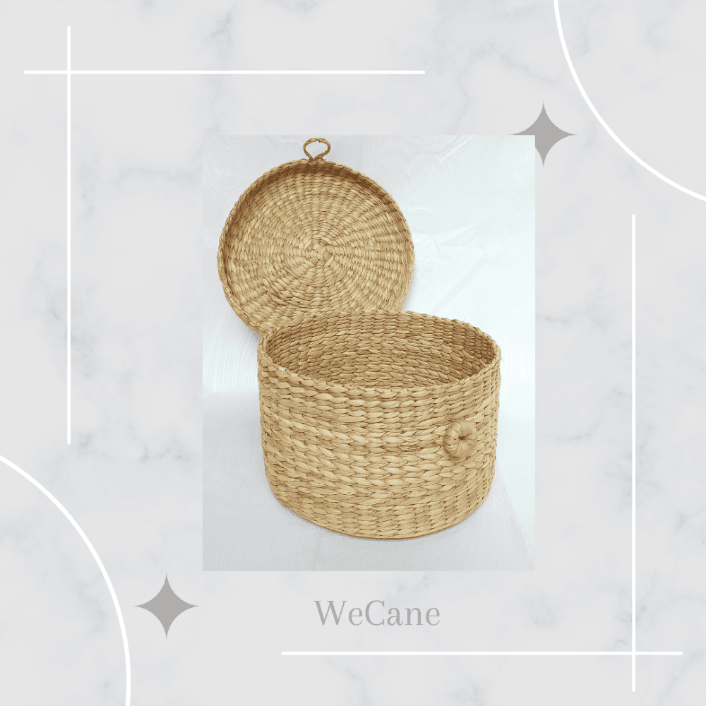 WeCane Round Vanity Basket with a Lid