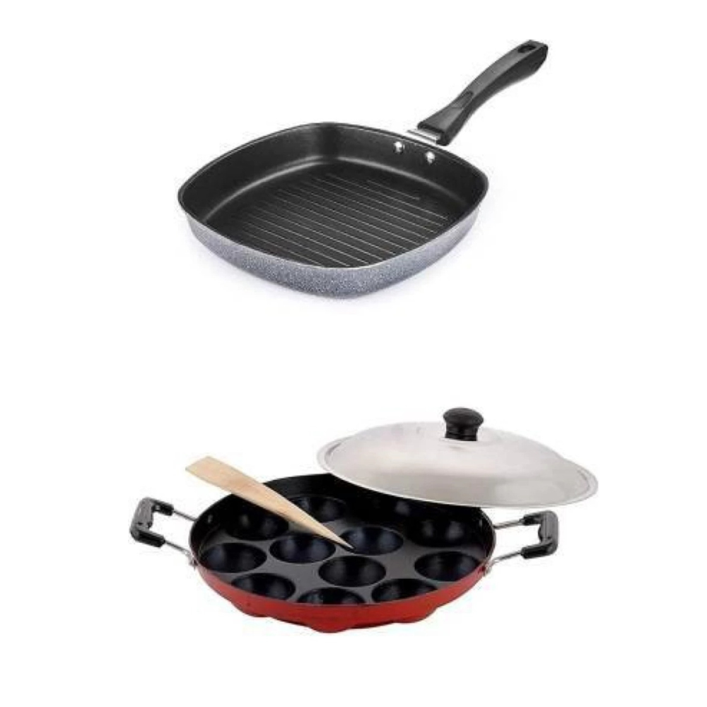 Kushi Grill Pan & Appam Maker Combo ( Pack Of 2 )