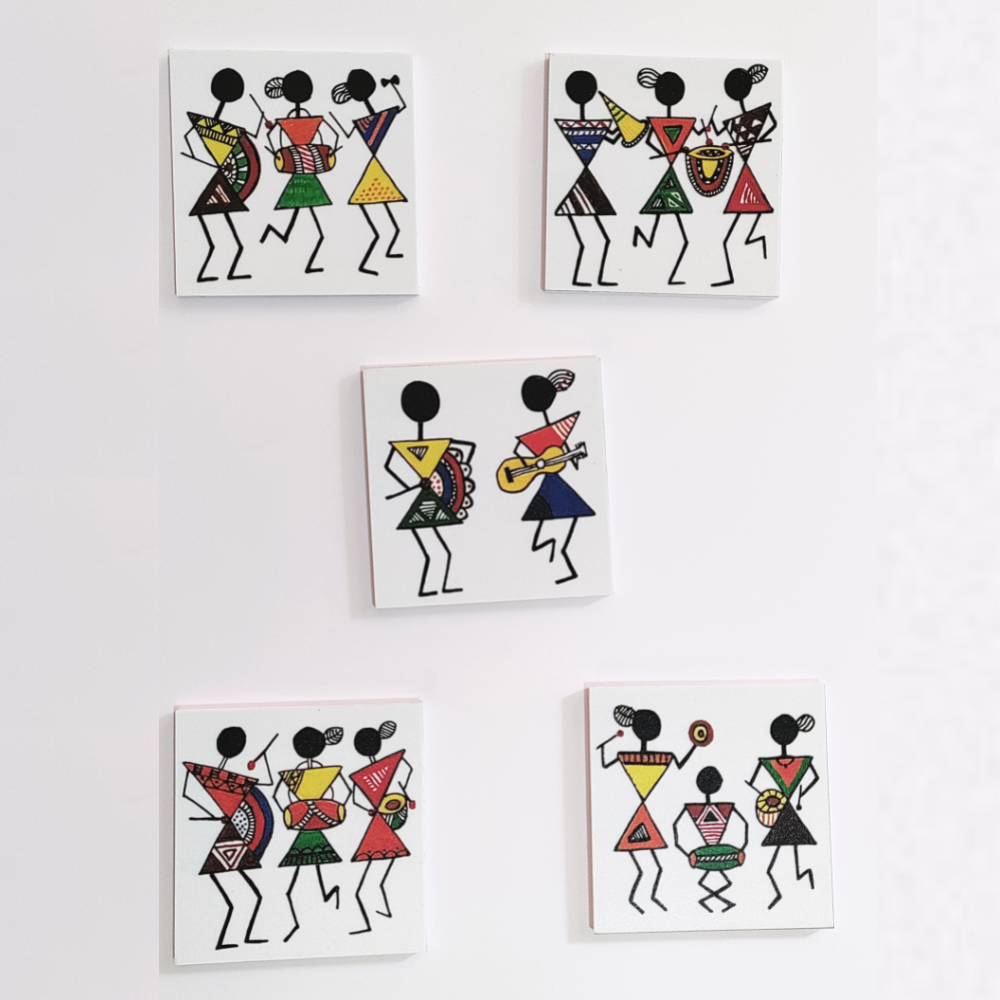 Warli Design Coasters (Set of 5)