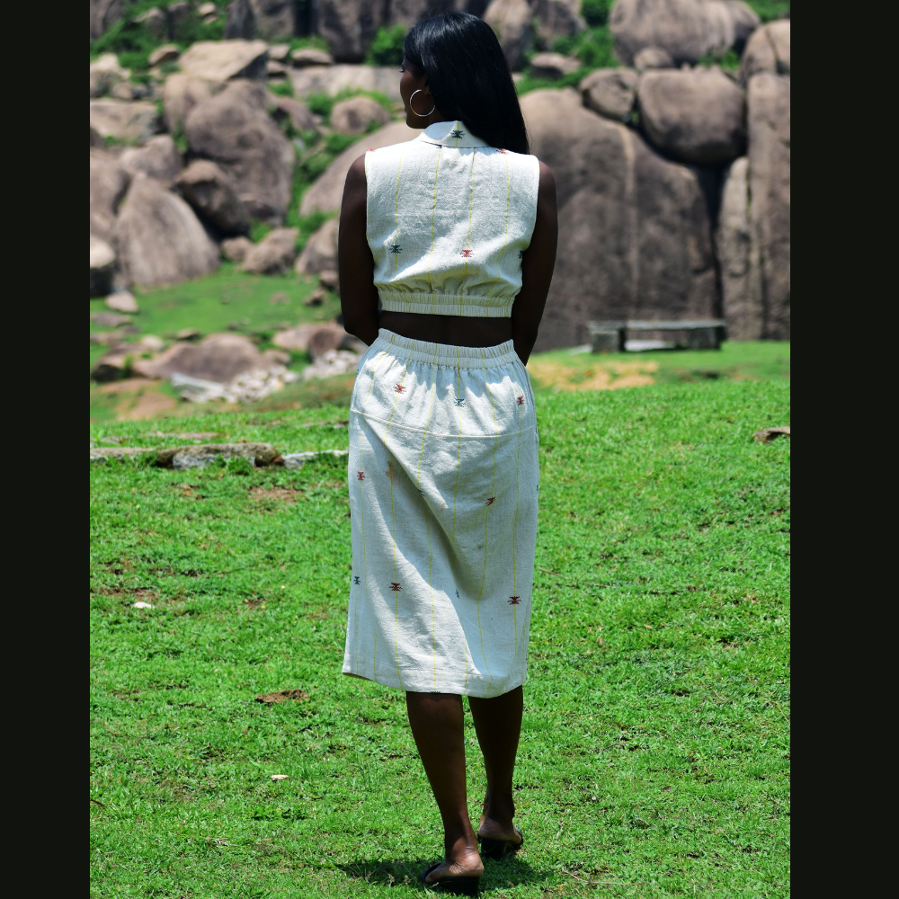 Collared Sleeveless Top and Skirt