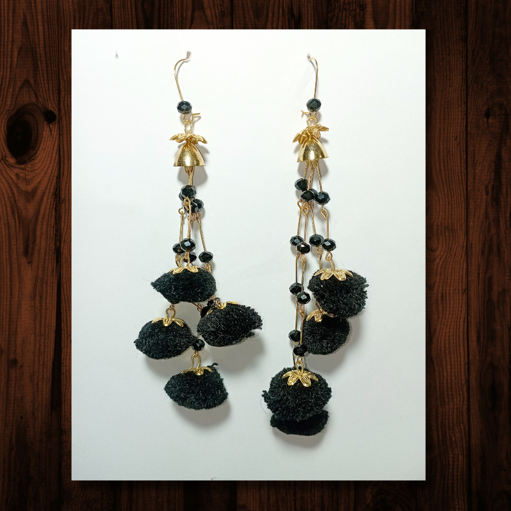 Classic Black Pom Pom Earrings