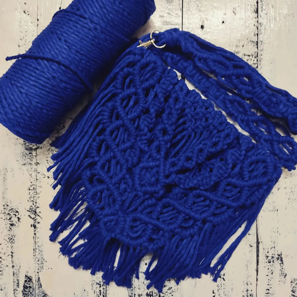 Macrame Boho Sling Bag - Indigo
