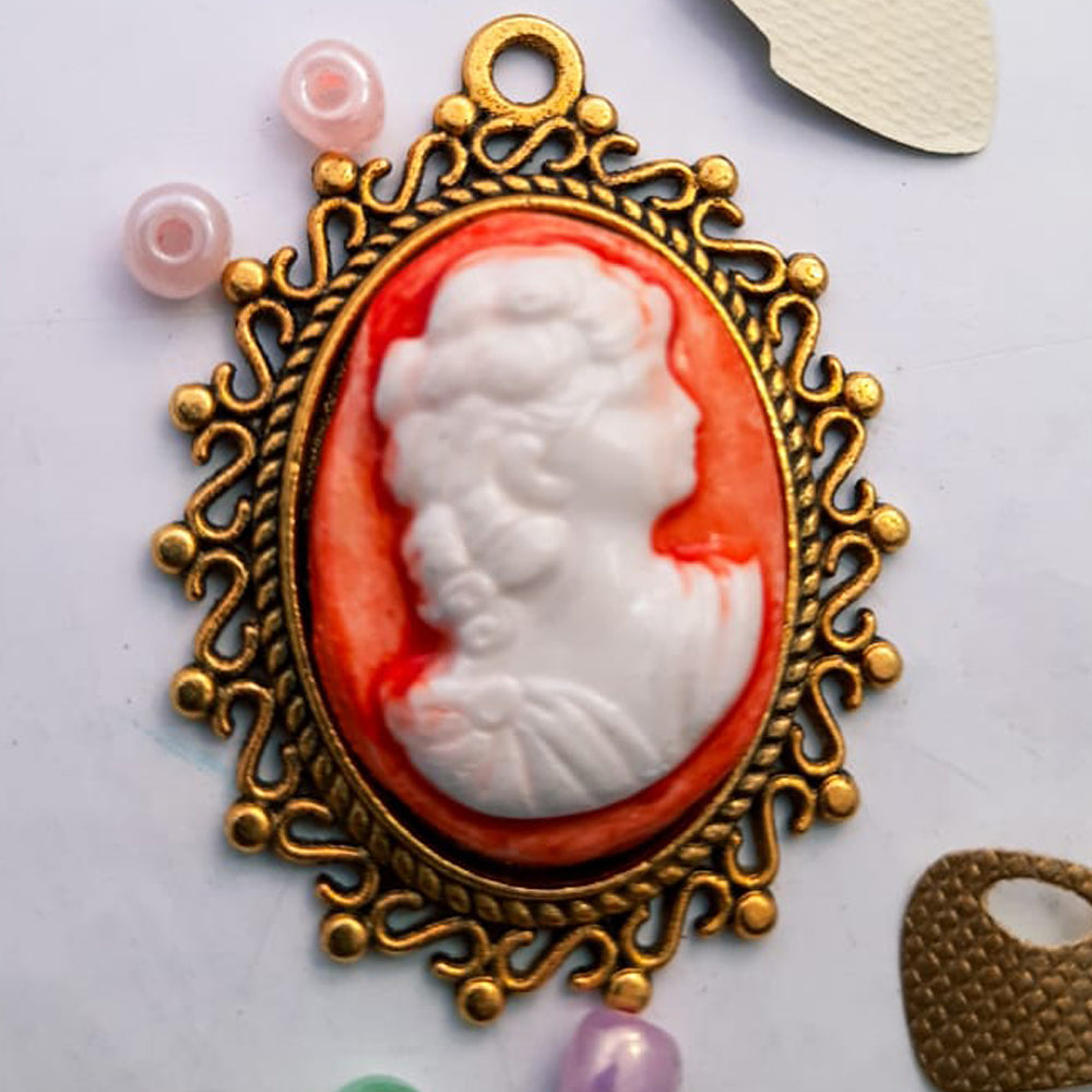 Handmade Polymer Clay Cameo Pendant