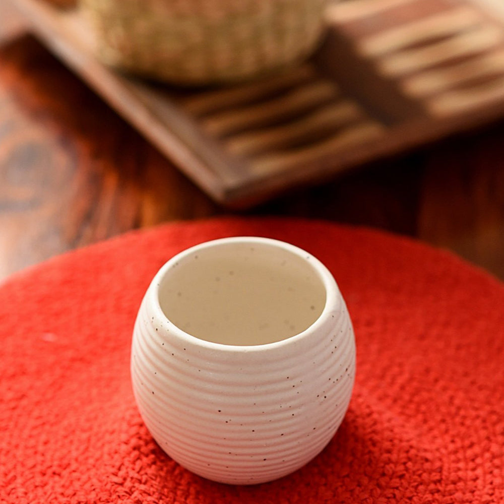 Handmade Floral Ceramic Stoneware Mugs (Set of 4)
