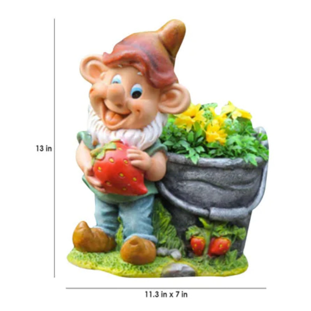 Gnome Holding Strawberry Planter