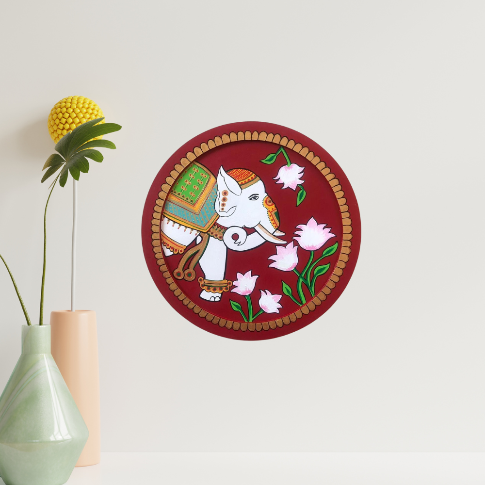 Pichwai Elephant Wall Plate