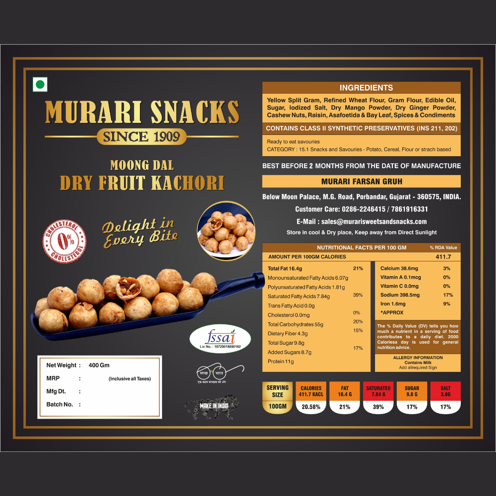 Moong Dal Dry Fruit Kachori (400g)
