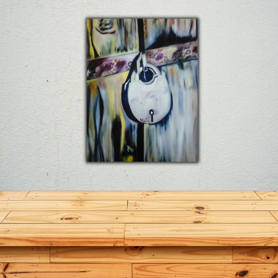 Old Lock and Door - Oil Painting