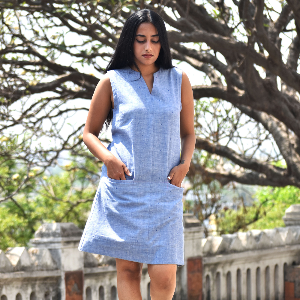 V-neck Sleeveless Mini Dress