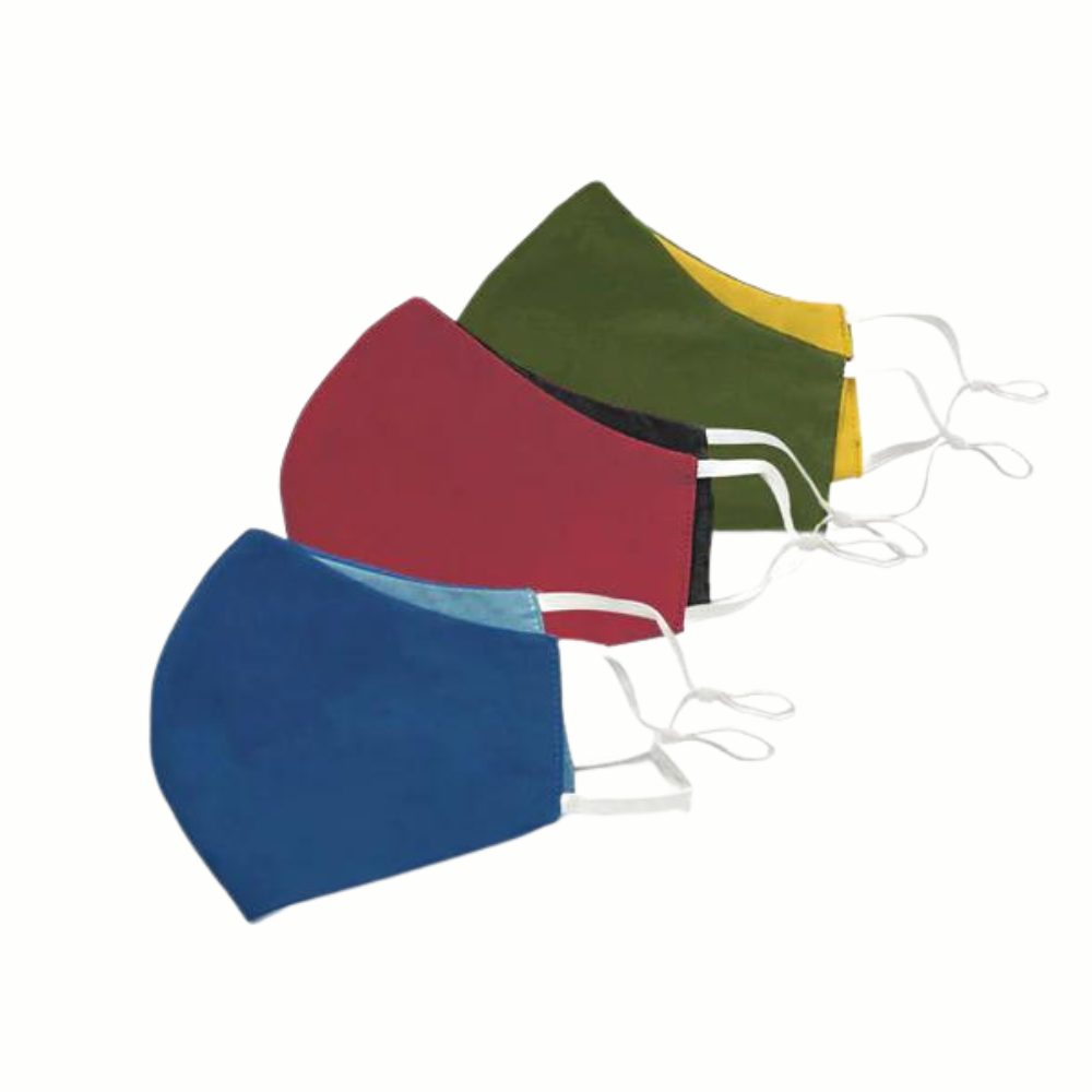 Fairkraft Creations Karuna 2-in-1 Cotton 3 Layer Protection Double Colour Reversible Solid Colour Cloth Mask (Set of 3)