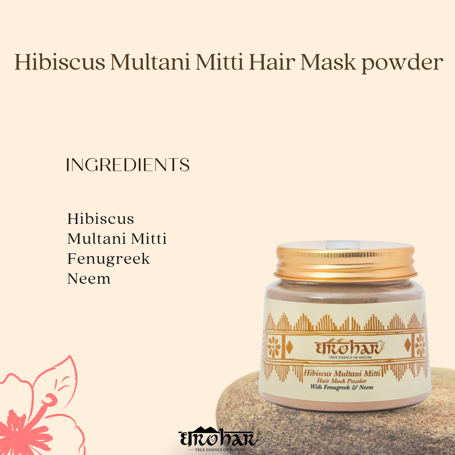 Dharohar Hibiscus Multani Mitti Hair Mask Powder (100g)
