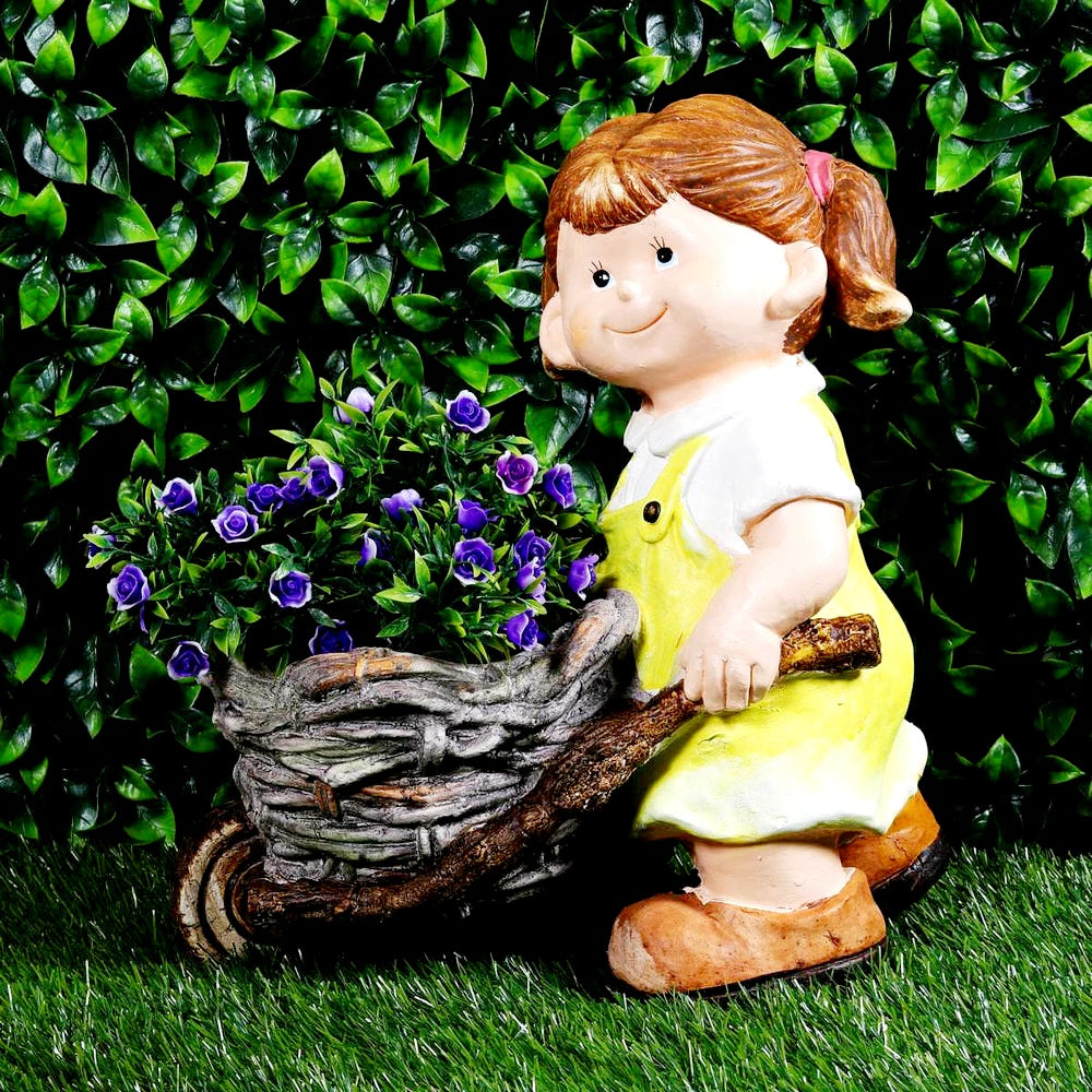 Girl Holding Cart Planter