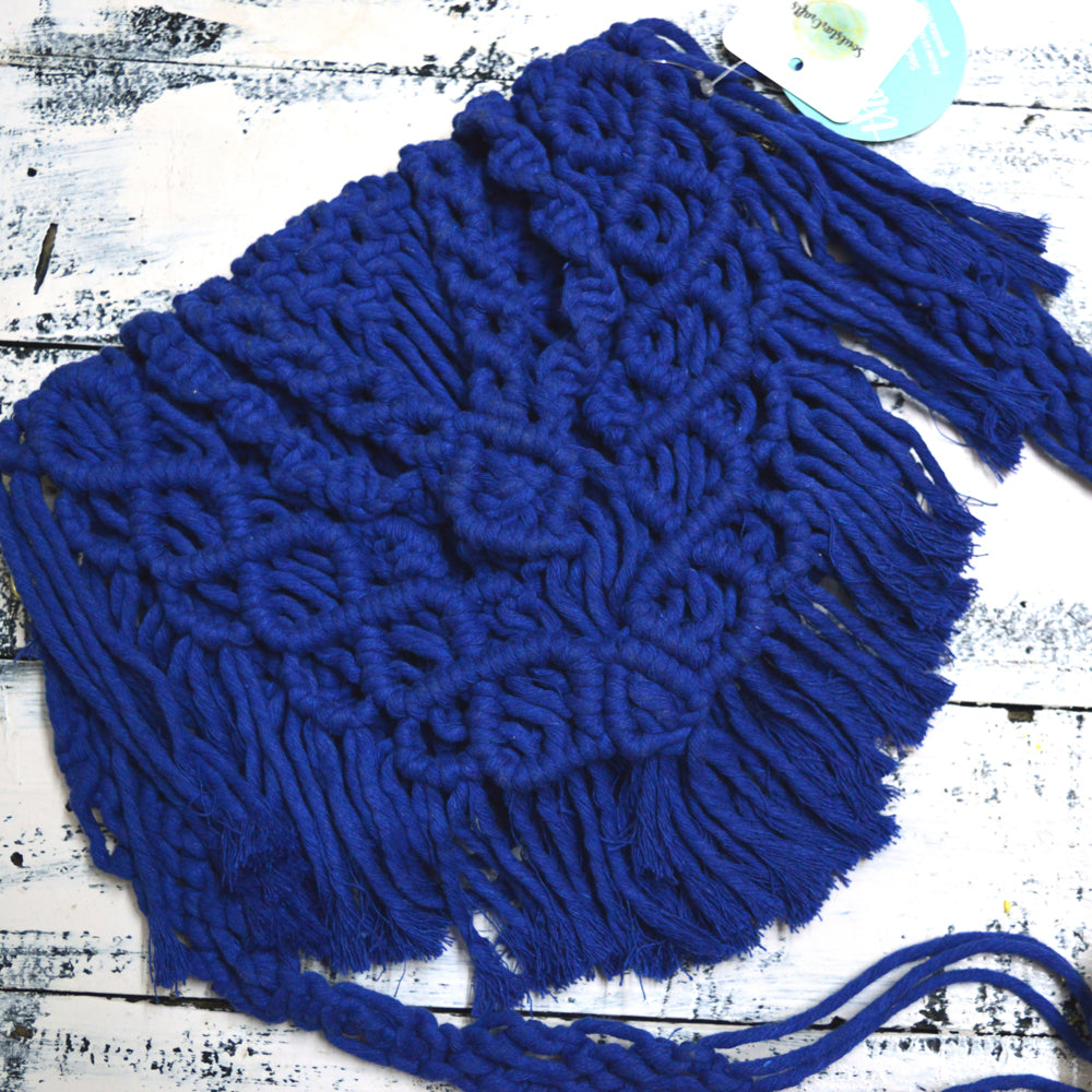 Macrame Boho Sling Bag - Indigo