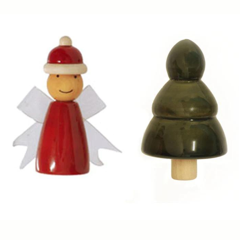 Fairkraft Creations Handcrafted Xmas Tree & Fairy Wooden Fridge Magnets (Set of 2)