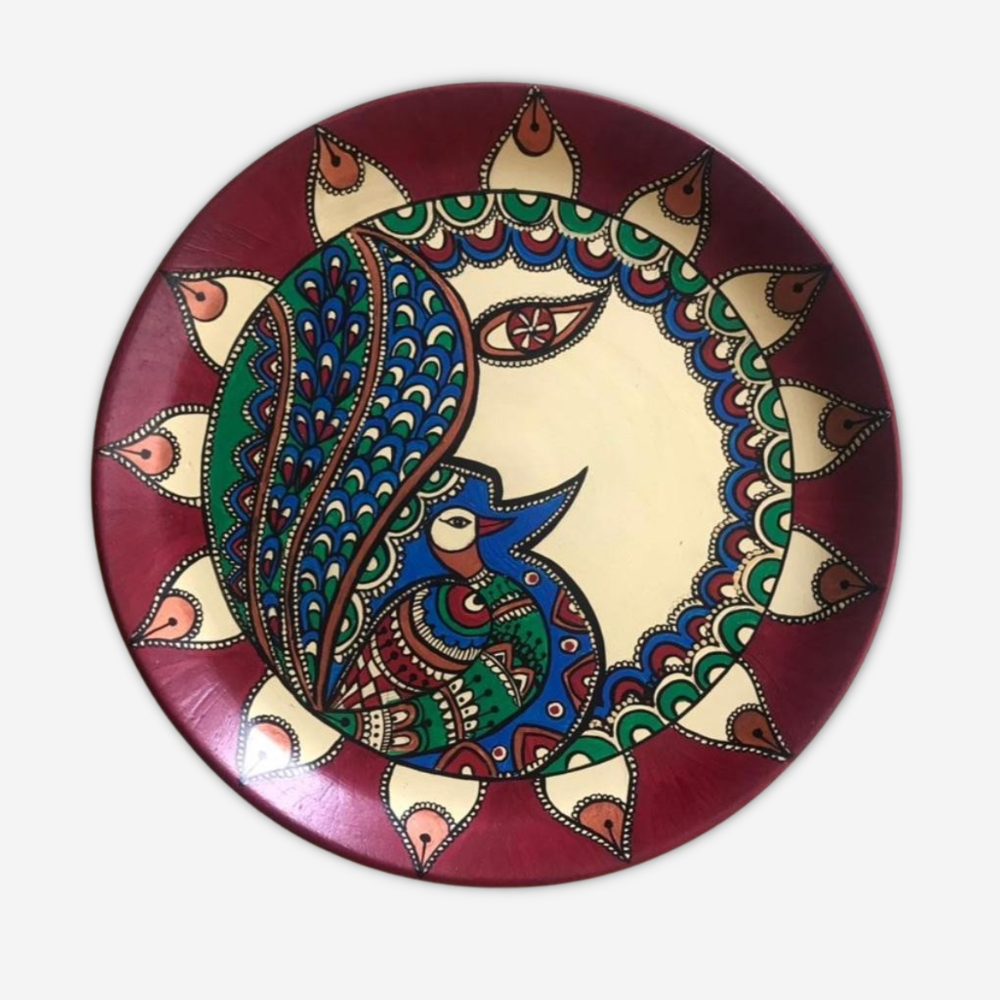 Fusion Kalamkari Moon Wall Plate