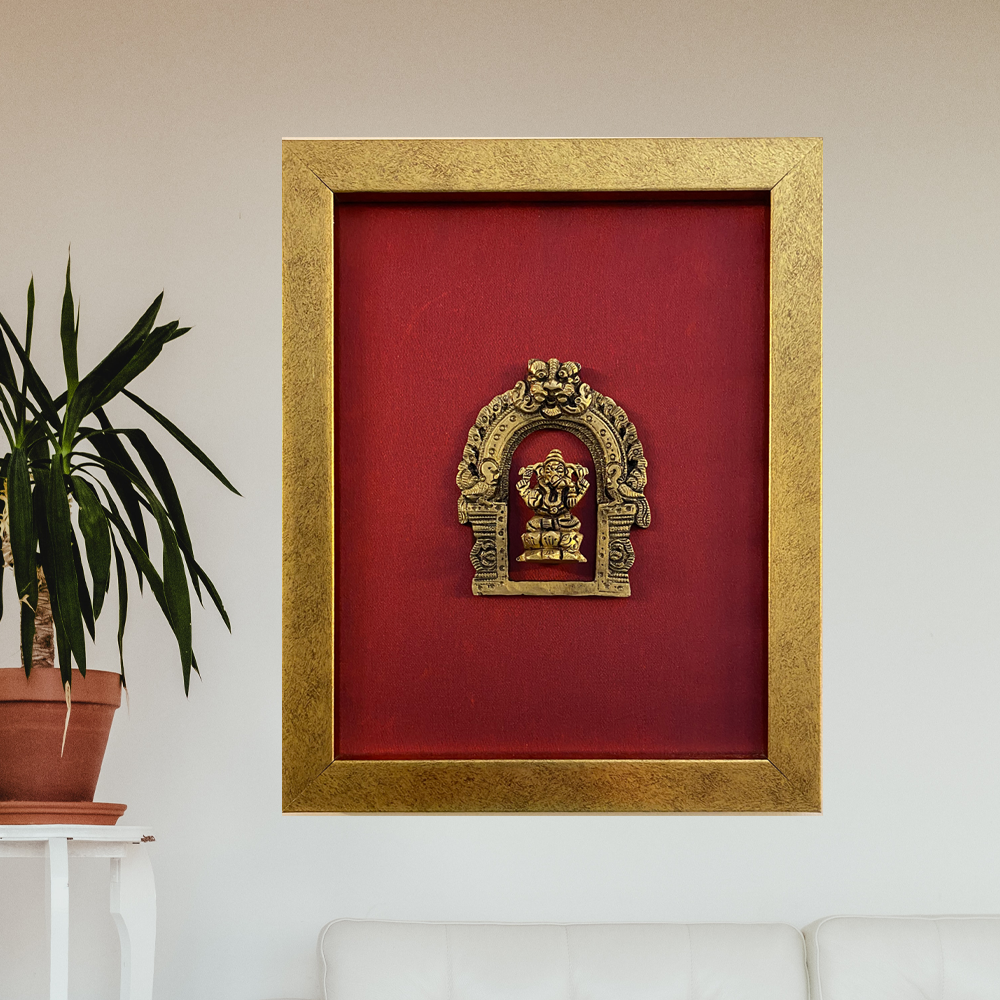 Ganesha in Prabhavali with Golden Frame