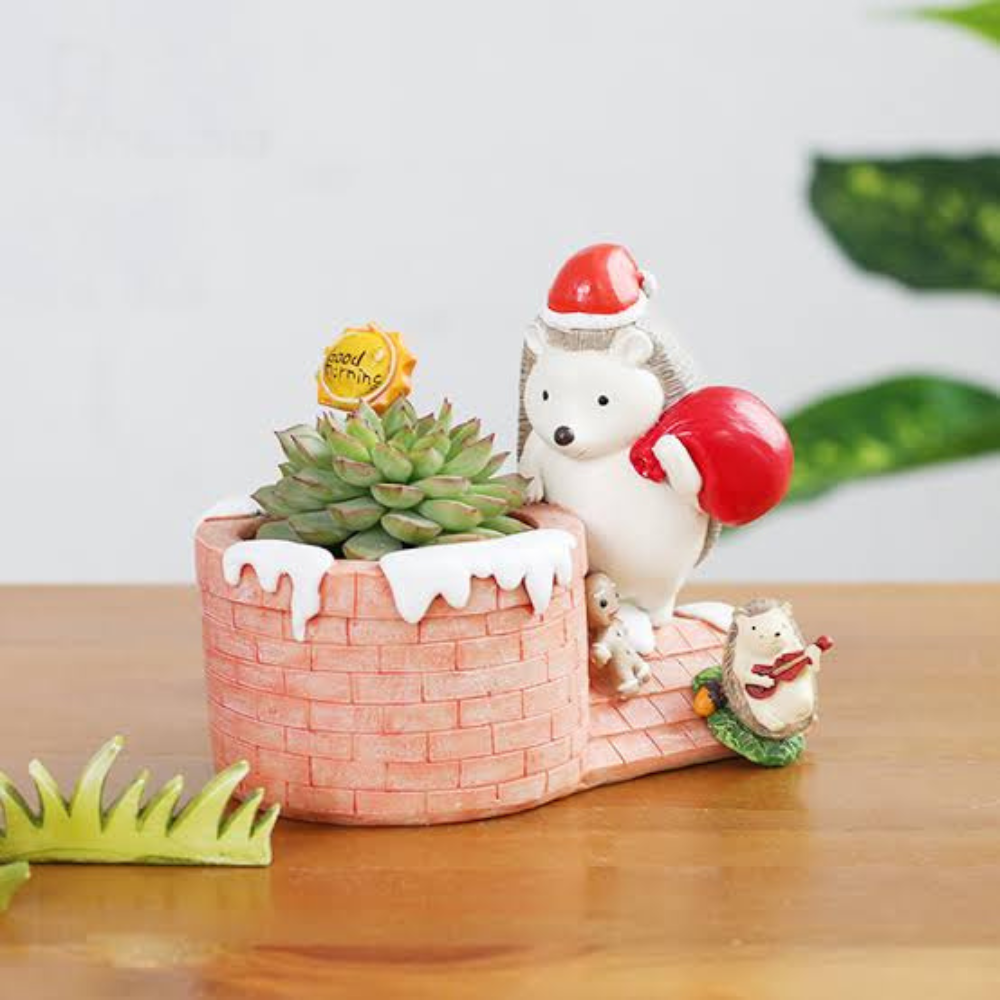 Christmas - Hedgehog Animal Planter & Pot