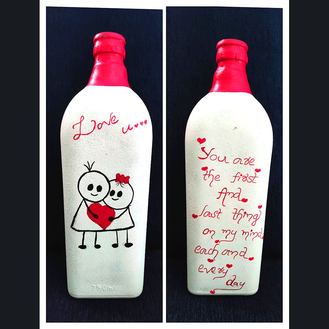 Valentine's Day Special Bottle Art