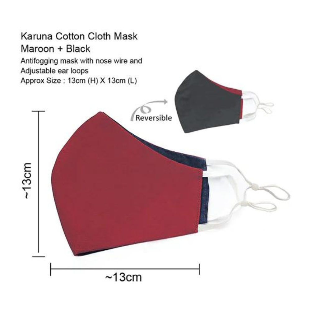 Fairkraft Creations Karuna 2-in-1 Cotton 3 Layer Protection Double Colour Reversible Solid Colour Cloth Mask (Set of 3)