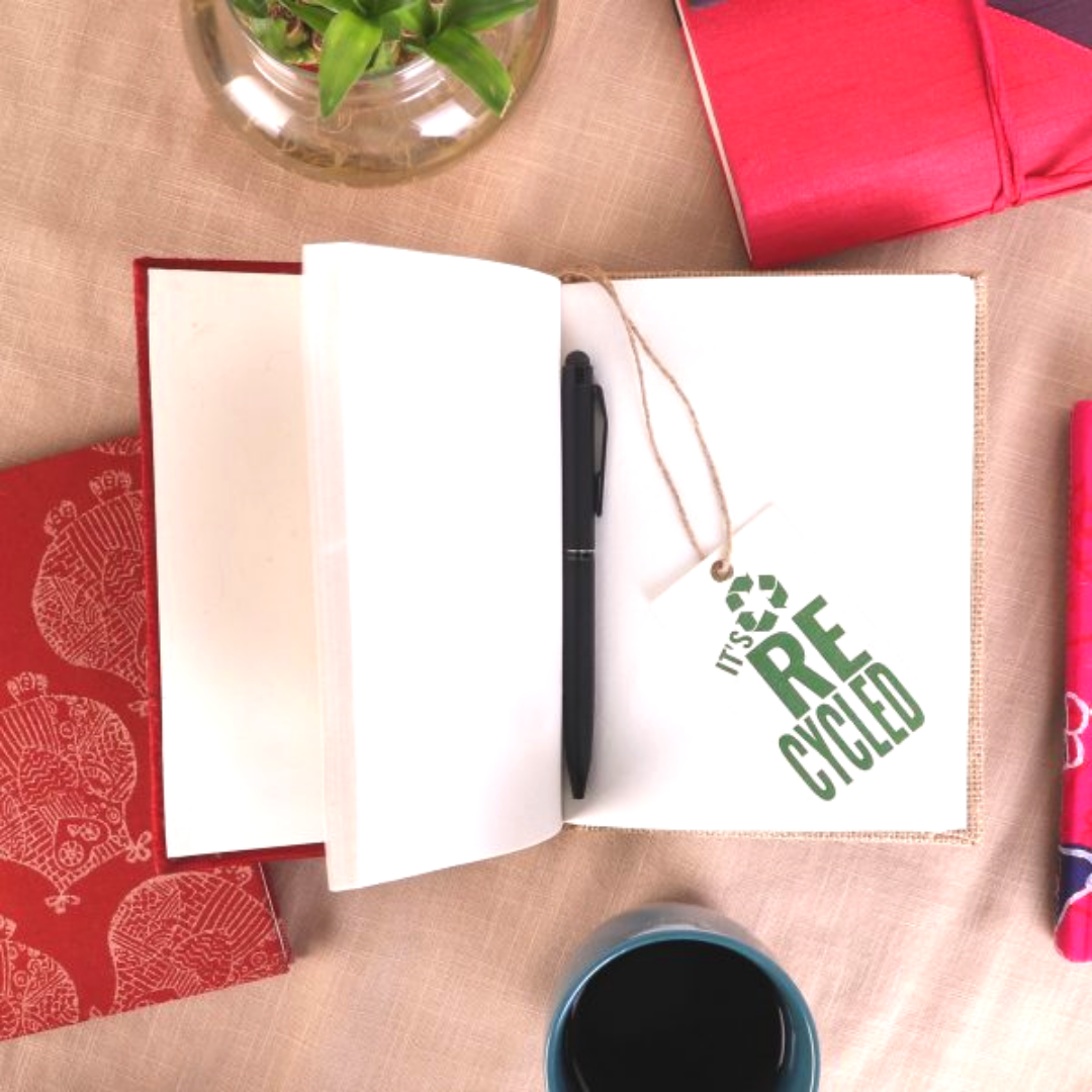 Indha Maroon Colour Hand Embroidered Recycled Paper Diary