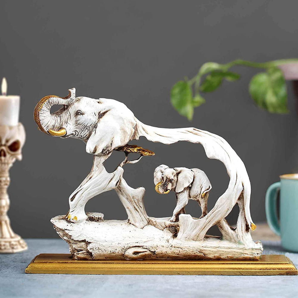 Elephant With Baby Showpiece