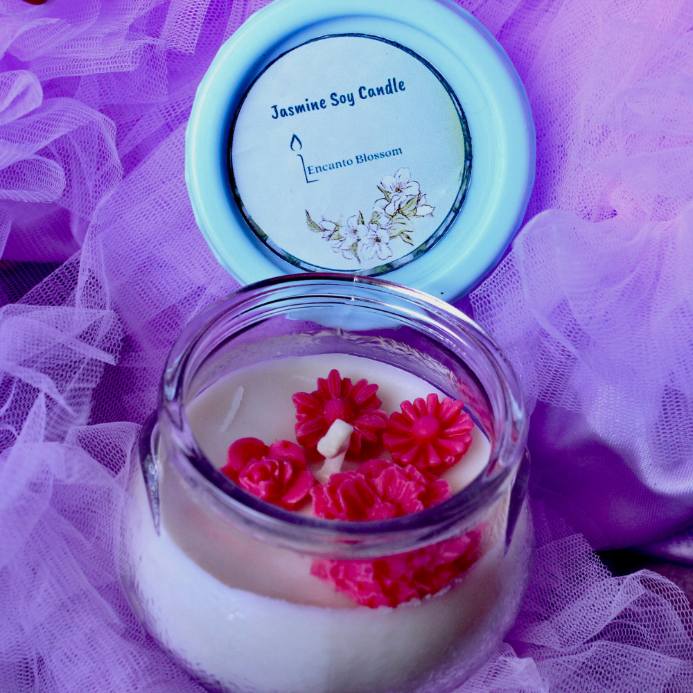 Pot Shaped Glass Candle with Jasmine Fragrance (100g)