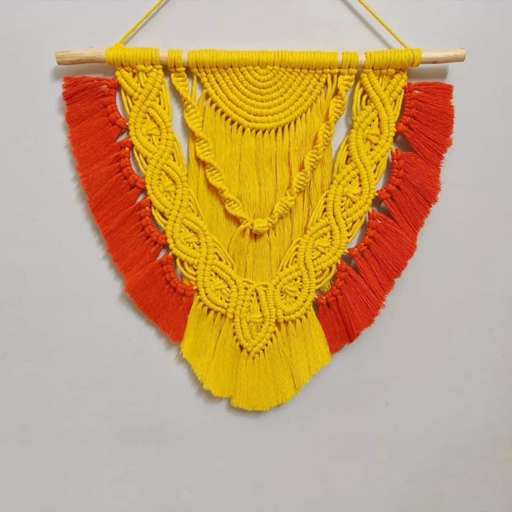 Macrame Wall Decor in Yellow and Orange