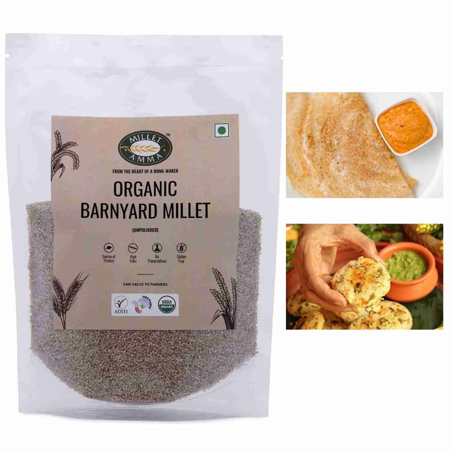 Millet Amma Organic Barnyard Millet Organic (500g)