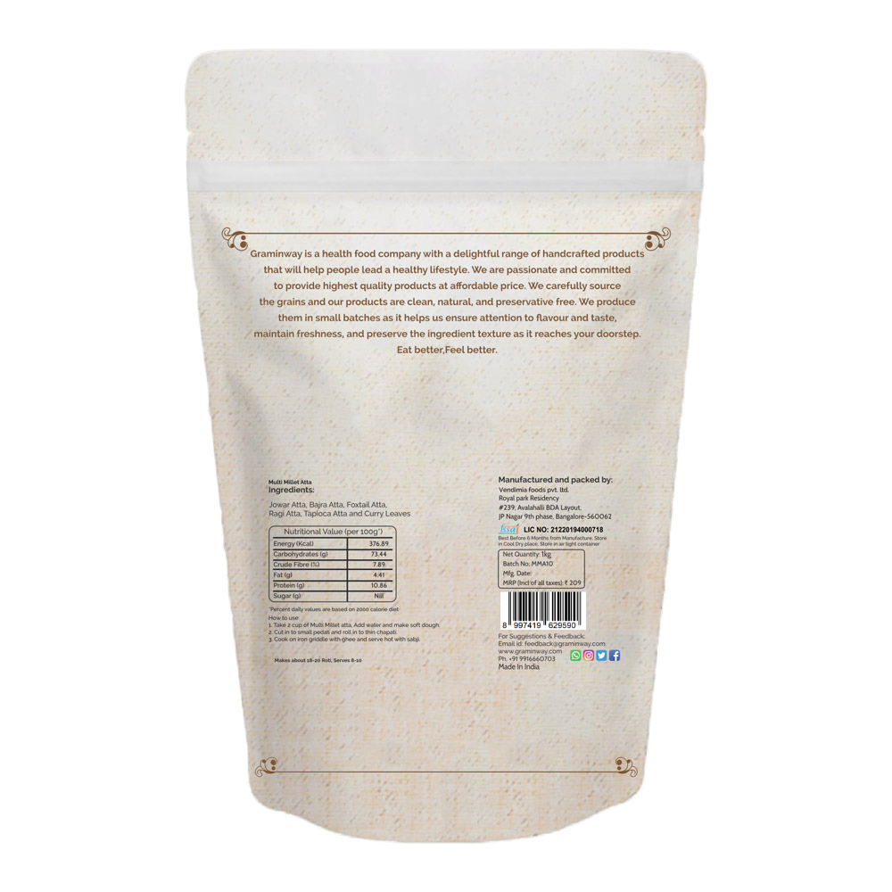 Graminway Gluten Free Multi Millet Atta (1Kg)