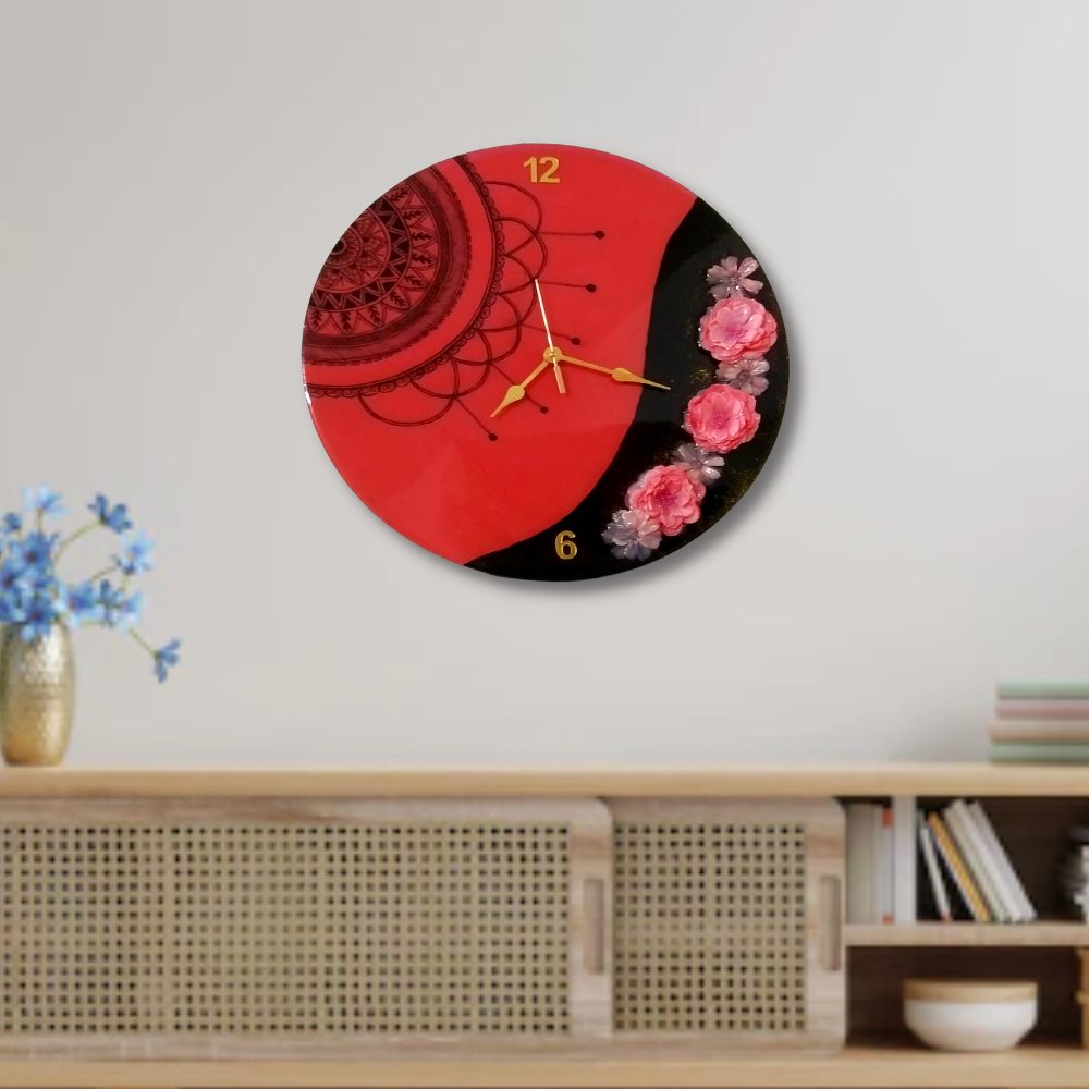 Mandala Resin Wall Clock
