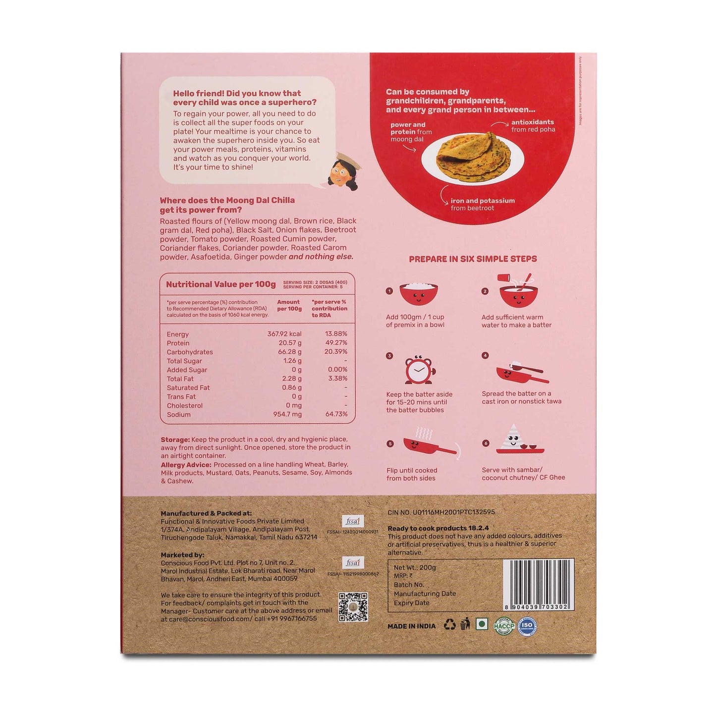 
                  
                    Conscious Food For Kids Moong Dal Chilla Mix Infused with Tomato and Onions (200g)
                  
                