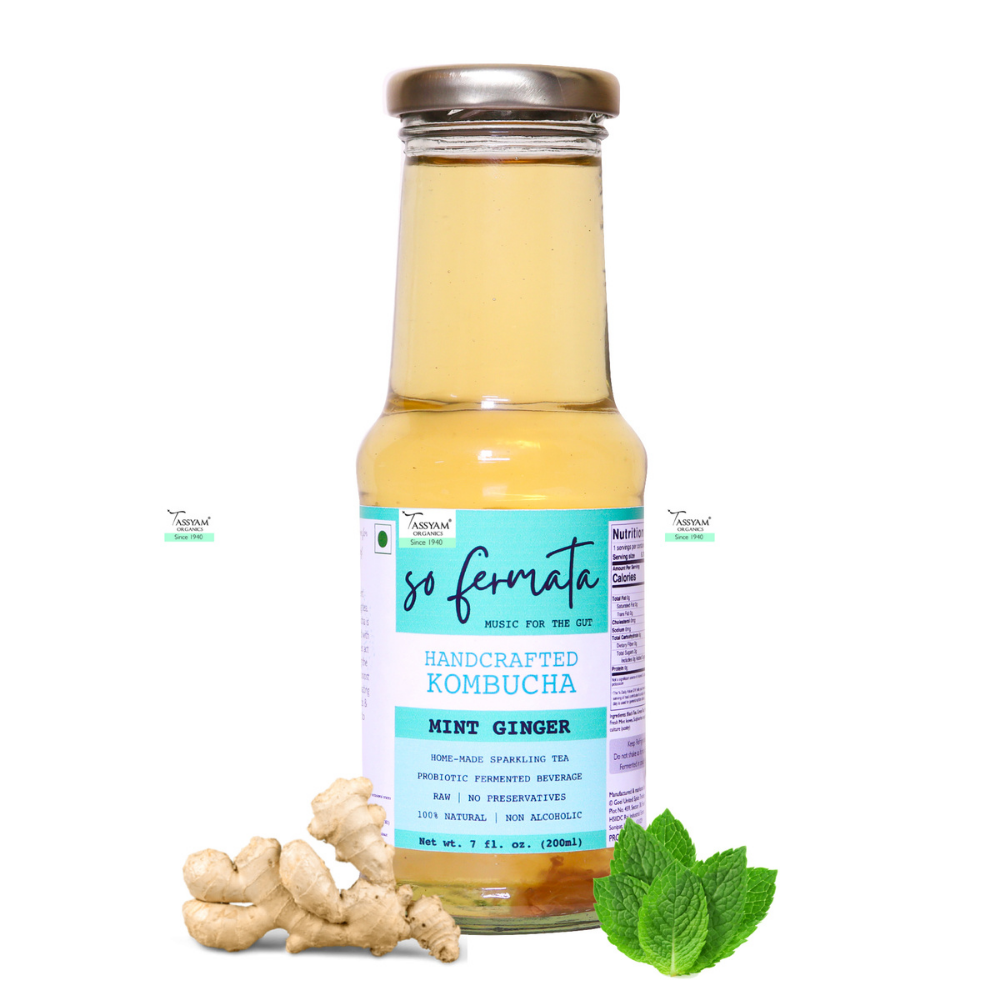 Fermata Artisanal Kombucha, Fermented Tea, Mint Ginger (200ml )