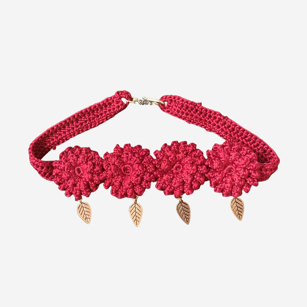 Elegant Handmade Popcorn Floral Crochet Choker Necklace!!