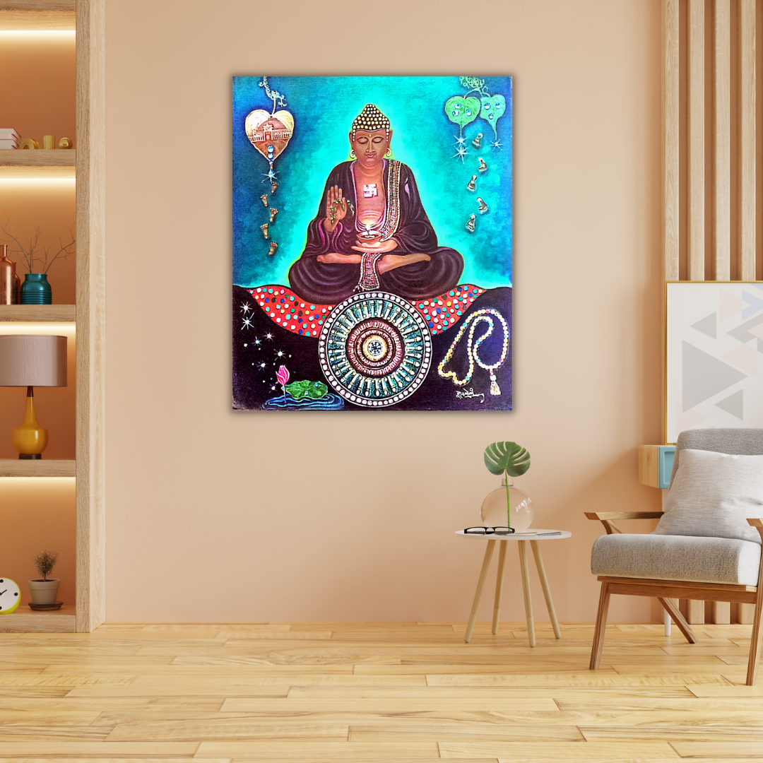 Handmade Buddha Canvas on Oil Painting
