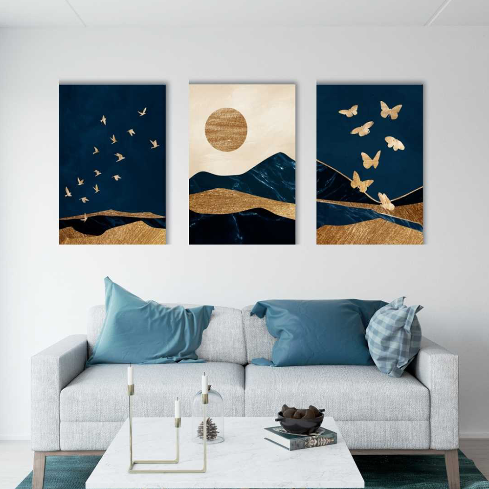 Large Size Abstract Canvas Painting (Set of 3)