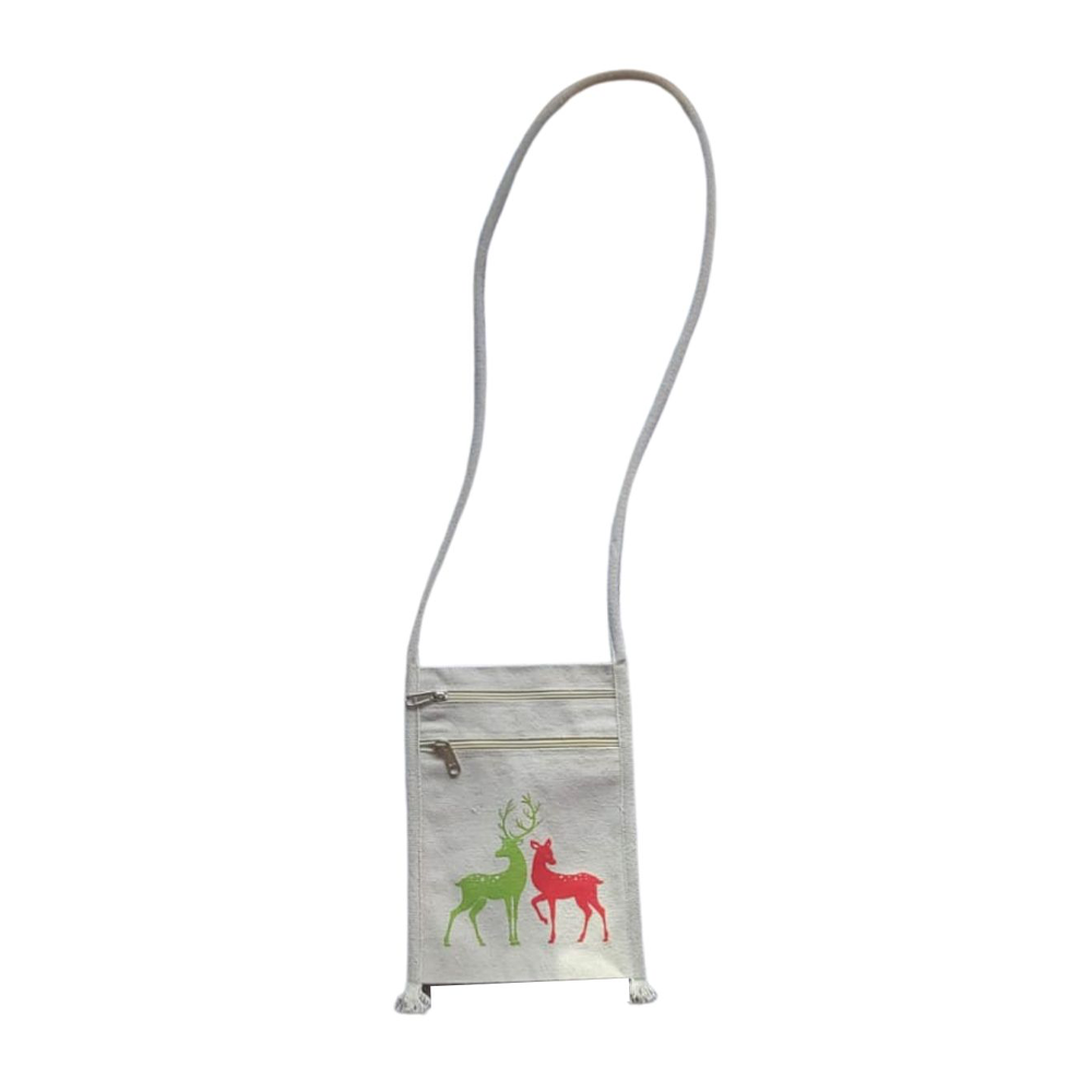 Ecotrendy Canvas Sling Bag with Deer Print