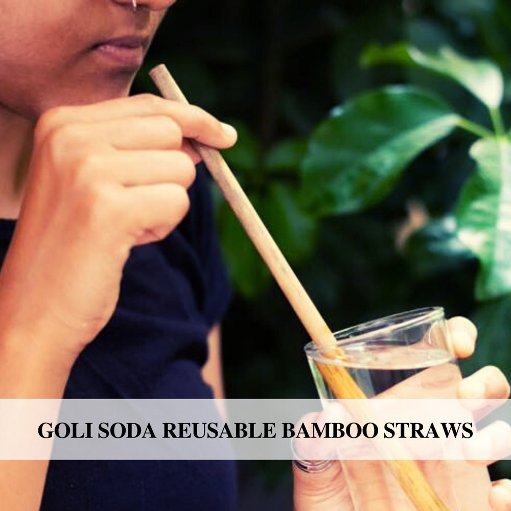 Goli Soda Reusable Bamboo Straws With Easy Carry Travel Pouch (Set of 6)