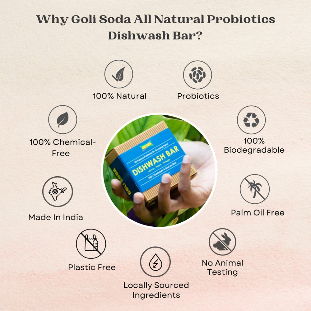 
                  
                    Goli Soda All Natural Probiotics Dish Wash Bar - 90g (Pack of 2)
                  
                
