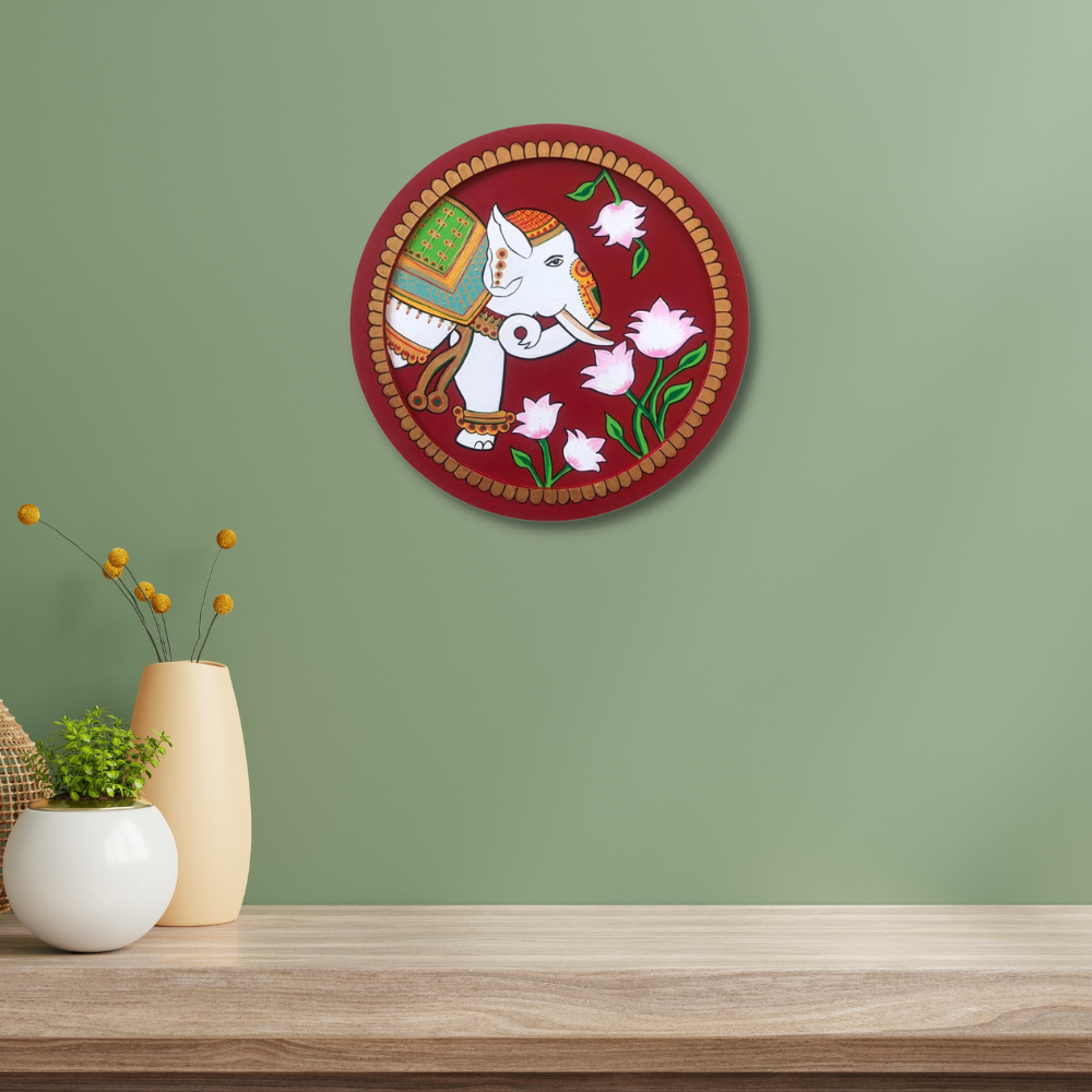 Pichwai Elephant Wall Plate