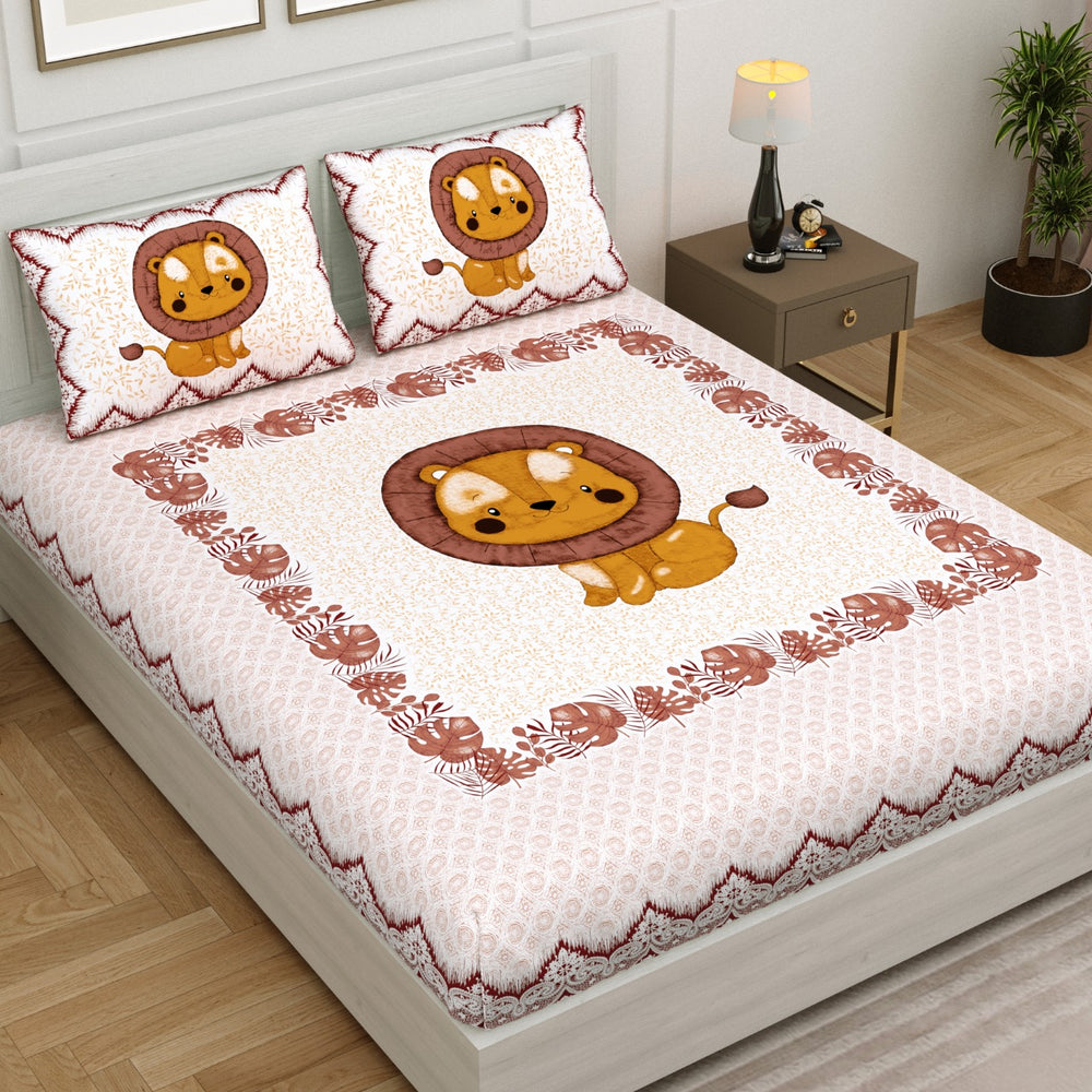 King Size Lion Bedsheet with Pillow Covers