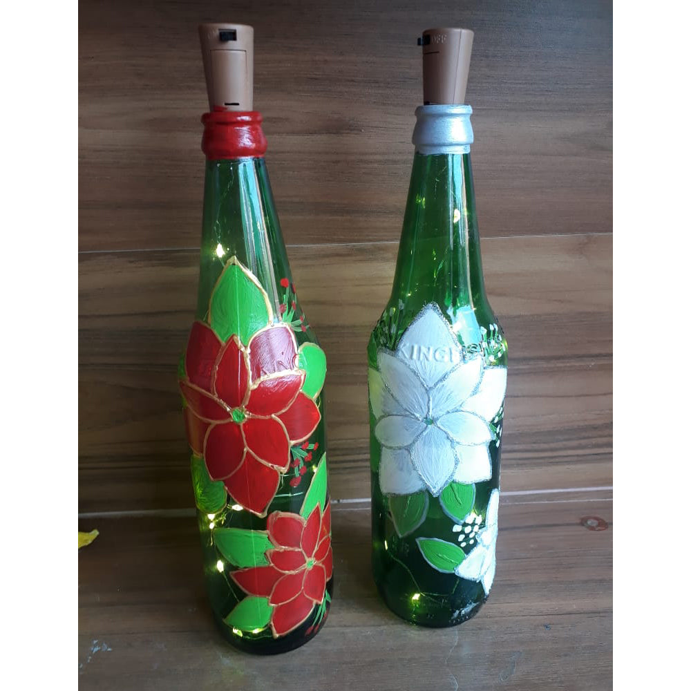 Hand Painted Bottles for Christmas
