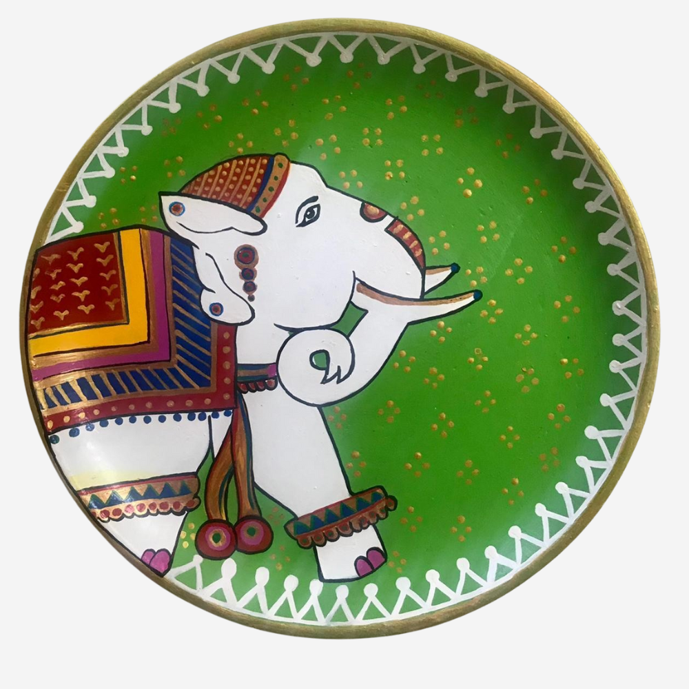 Pichwai Elephant Hand-painted Wall Plate