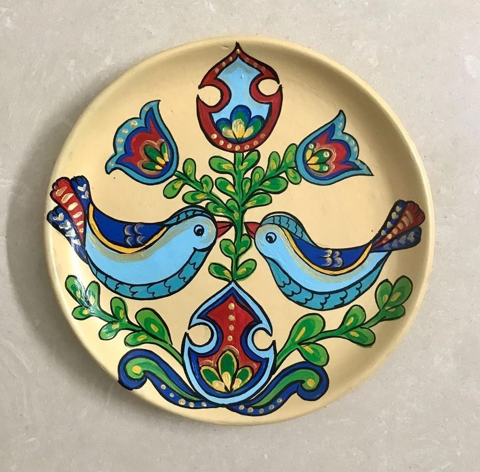 Hungarian Twin Birds Wall Plate