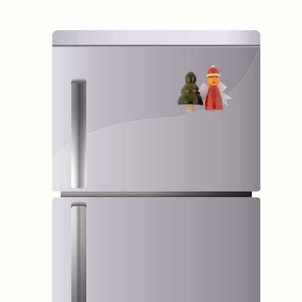 Fairkraft Creations Handcrafted Xmas Tree & Fairy Wooden Fridge Magnets (Set of 2)