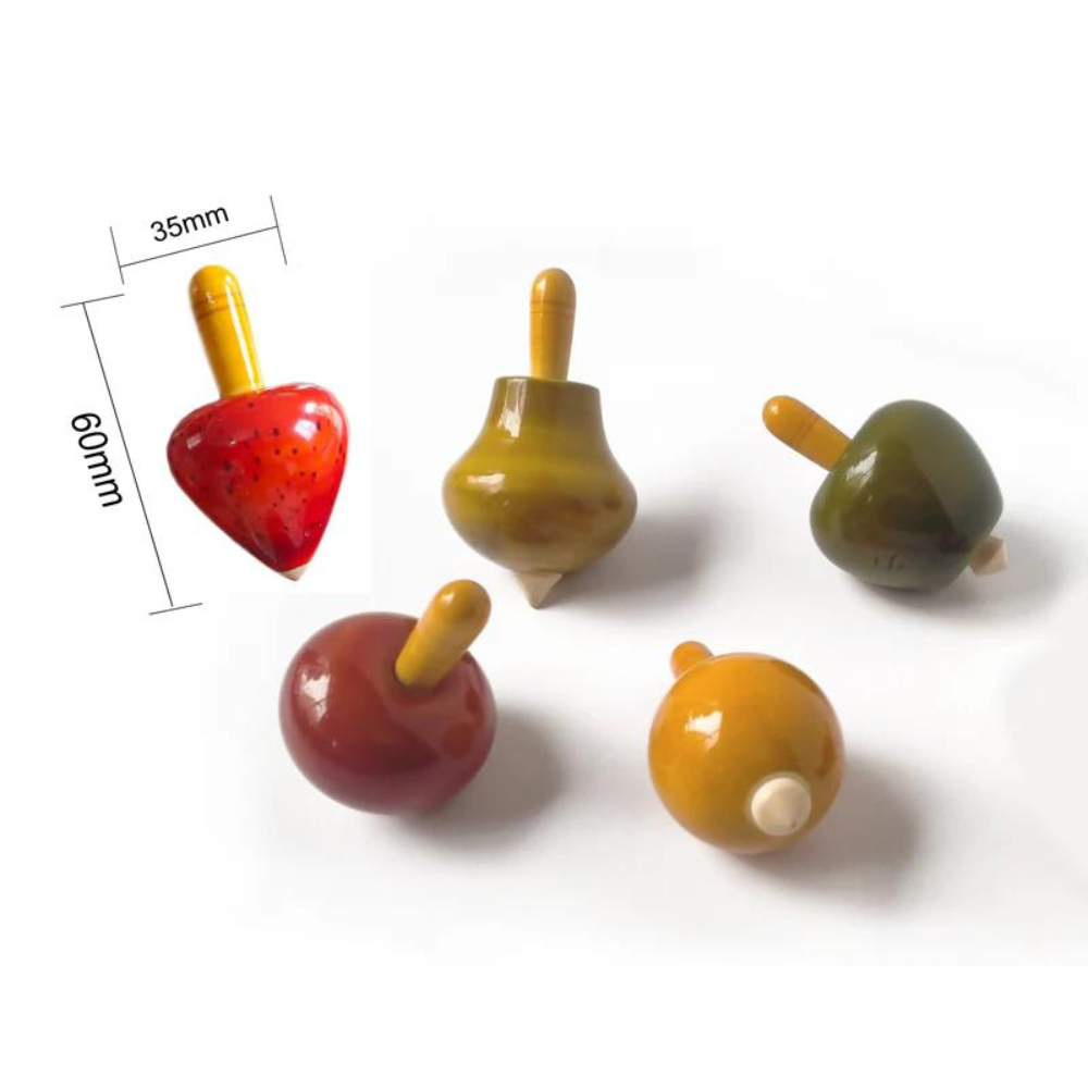 Fairkraft Creations Fruit & Vegetable Spinning Tops Assorted (Set of 5)