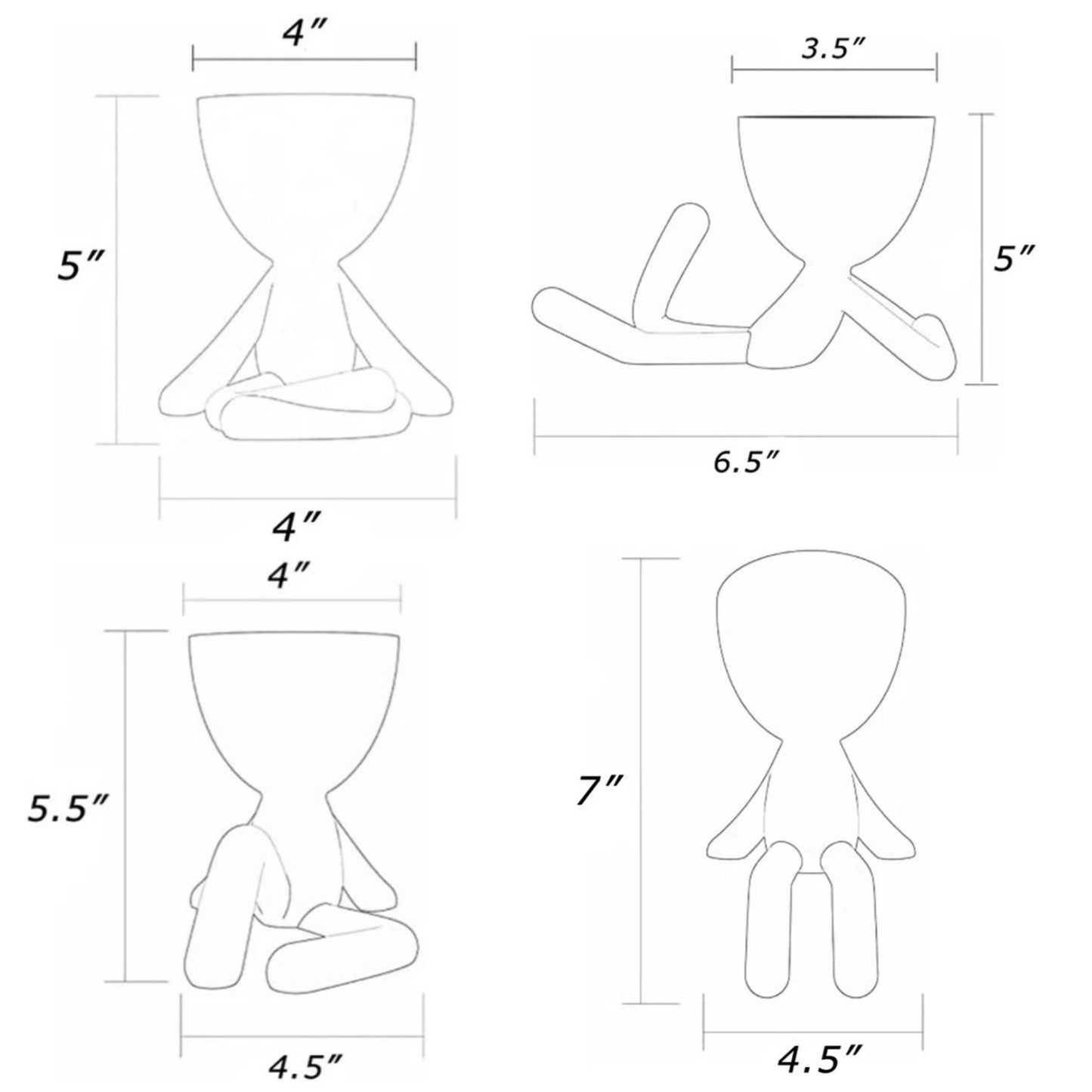 Yoga Planters & Pots (Set of 4)
