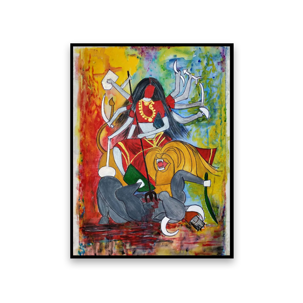 Handmade Mahishasura Mardhini Painting
