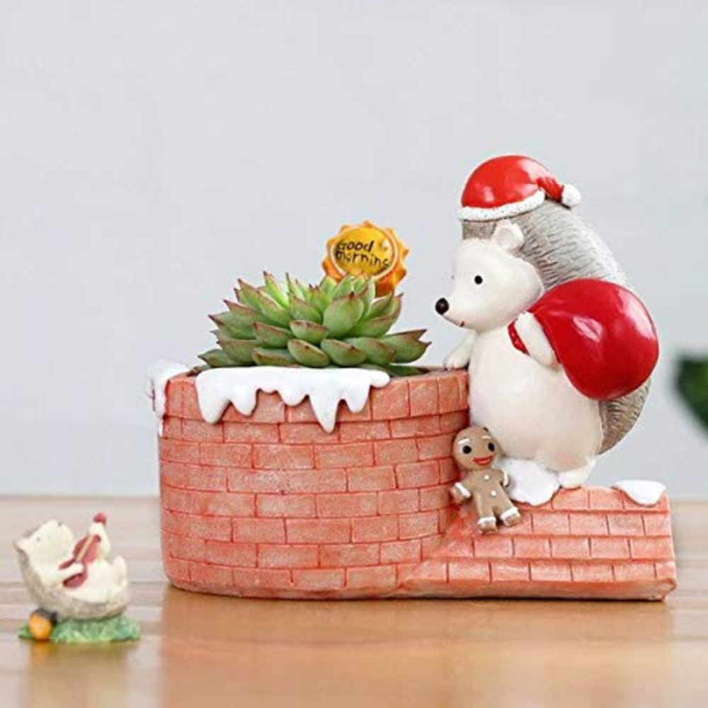 Christmas - Hedgehog Animal Planter & Pot