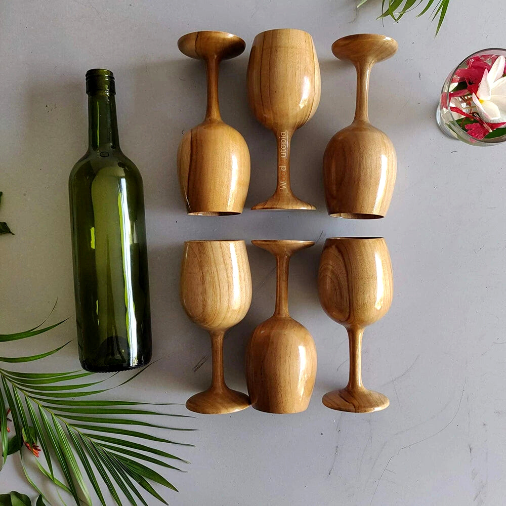 Wooden Wine Glasses (Set of 6)